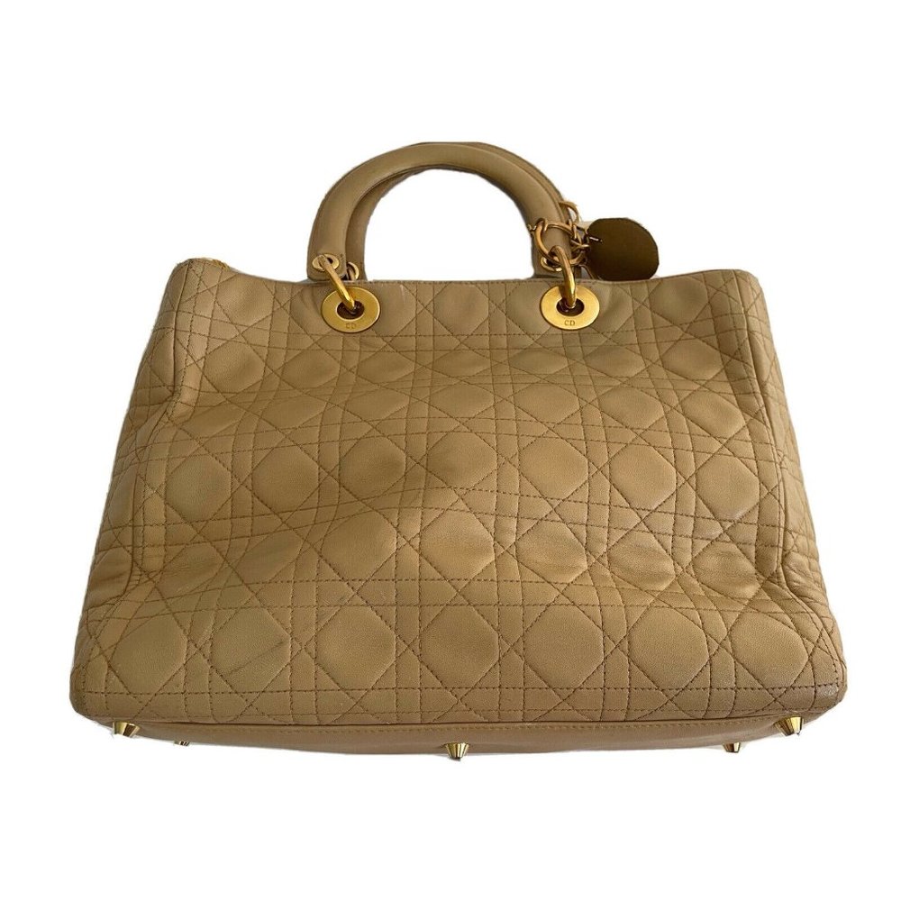 Authentic ChristianDior Lady Handbag Leather Ivory Detachable Strap With Dustbag